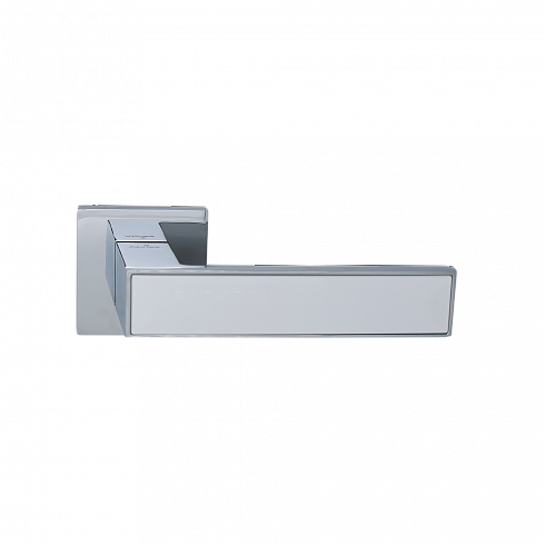 Ручка цинковая на тонком квадратном основании ABRISS R50.120 CP/WH (Хром/Белая вставка)